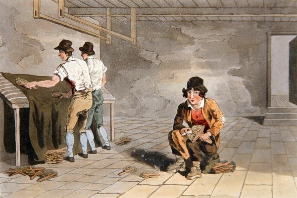 Preemer chlapec, z ‚Costume of Yorkshire‘ vyrytý Robertem Havellem (1769-1832) 1814 (barevně lito) od George (after) Walker