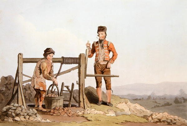 Ruddle Pit, z ‚Costume of Yorkshire‘ vyrytý Robertem Havellem (1769-1832) 1814 (barevně lito) od George (after) Walker