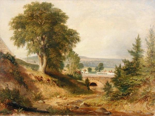Canal Aqueduct Crossing a Stream, c.1840-49 (olej na plátně) od George (attr.) Harvey