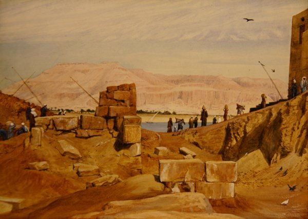 Figurky v práci, Luxor (tužka a akvarel na papíře) od George 9th Earl of Carlisle Howard