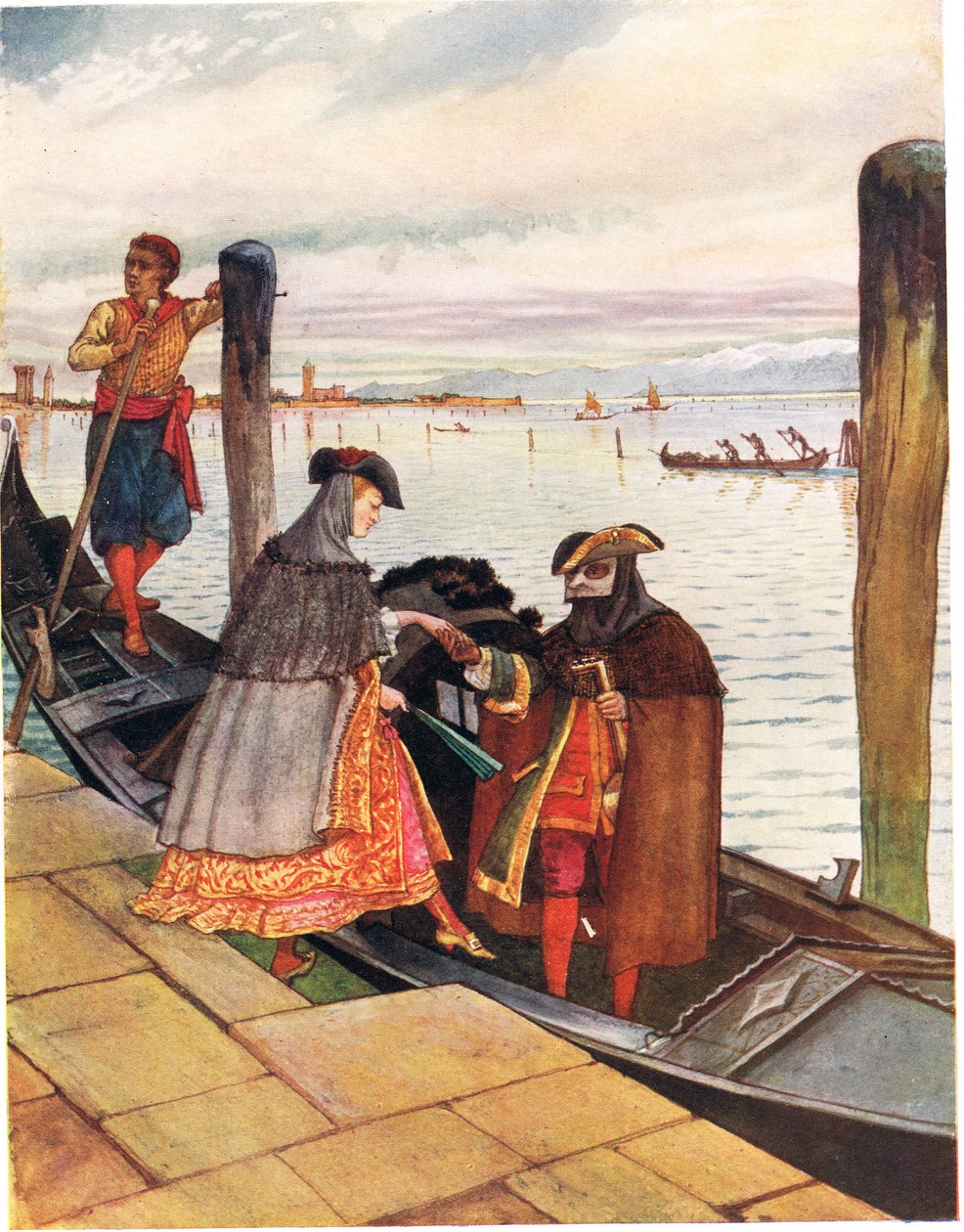 La Biondina in Gondoletta, ilustrace z knihy "A Picture Song Book", 1910 od George, 9th Earl of Carlisle Howard