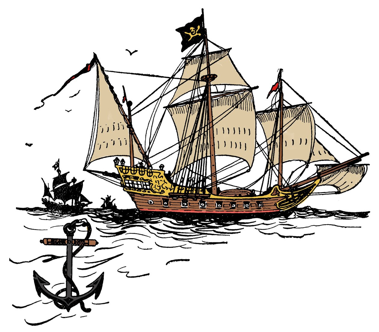 Pirátská loď u Želvího ostrova v Karibském moři Ilustrace z „Chlapcovy knihy pirátů a velkých mořských roverů““ od George Alberta Williamse (1875-1932) 1900 od George Alfred Williams