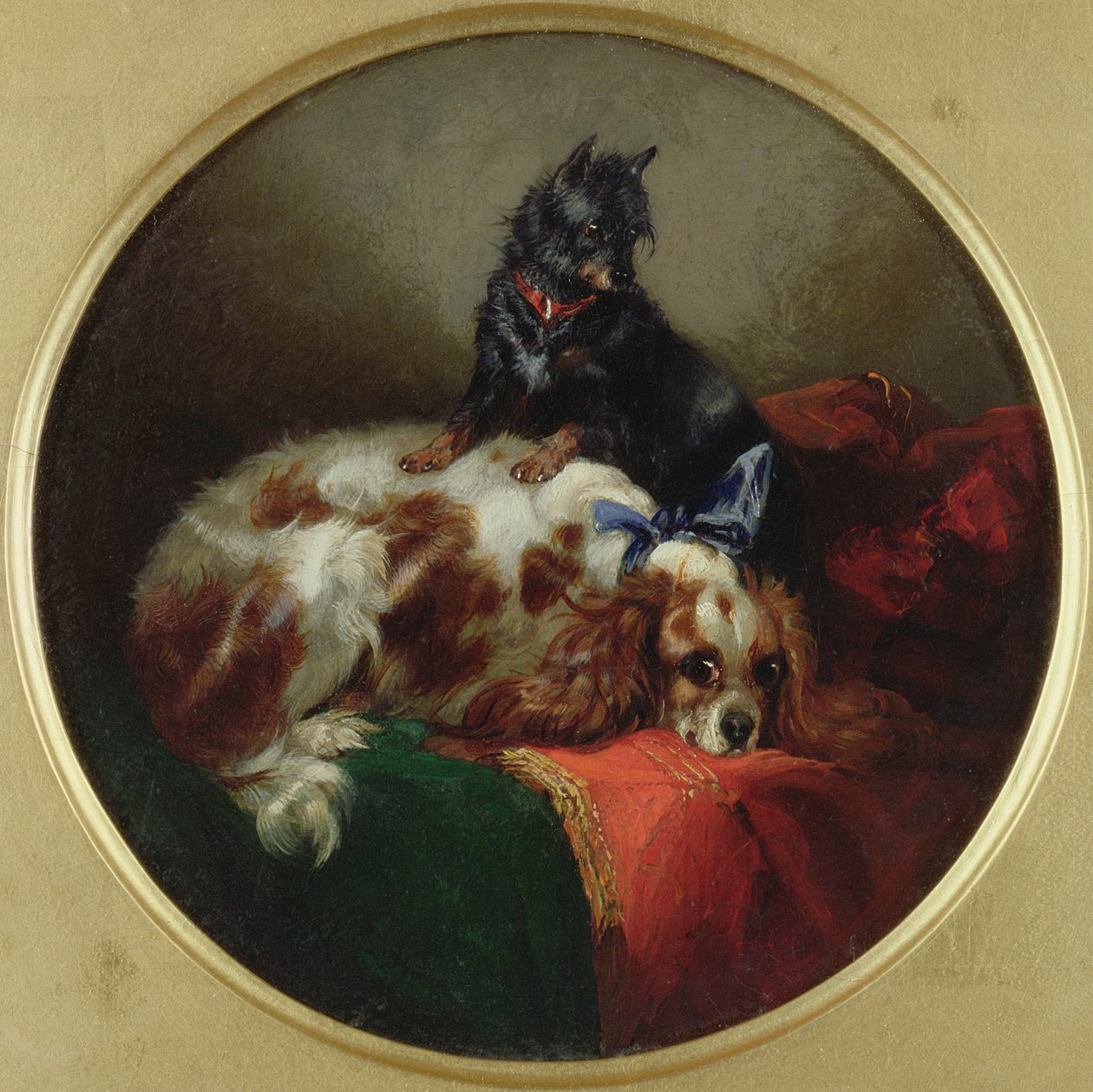 Blenheim španěl a teriér, malba podle J. F. Herringa (1795-1865) od George Armfield