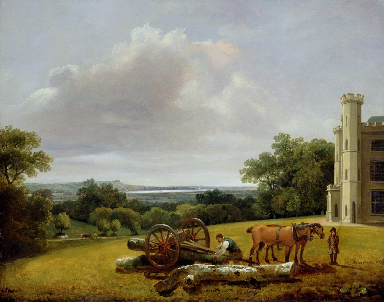 Nakládání vozu se dřevem na hradě Cave, Yorkshire od George Arnald