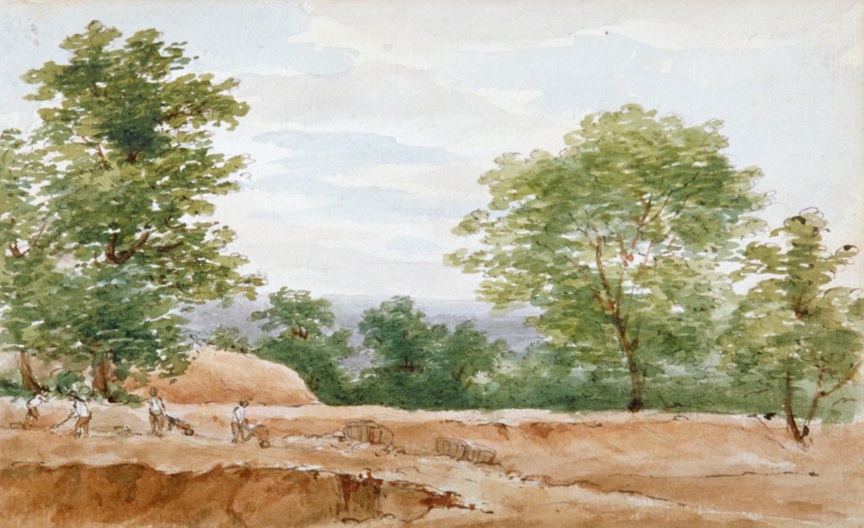 Pohled z vykopávek Highgate Tunnel, Londýn, 1812 od George Arnald