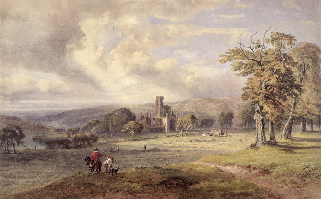 Pohled na Kirkstall Abbey, Leeds od George Arthur Fripp