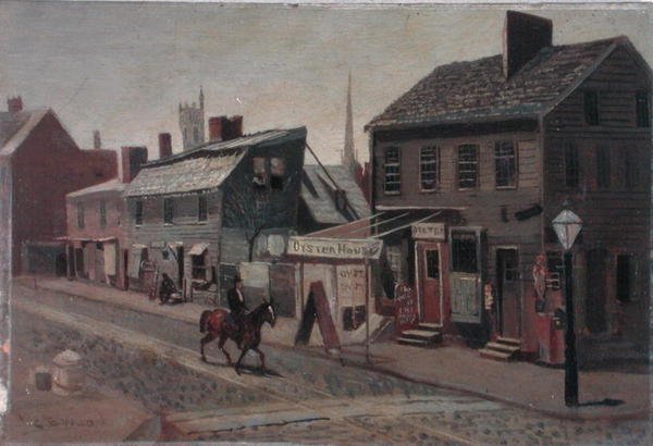 S.W. Corner of 13th and Race Street, cca 1875 (olej na palubě) od George Bacon Wood