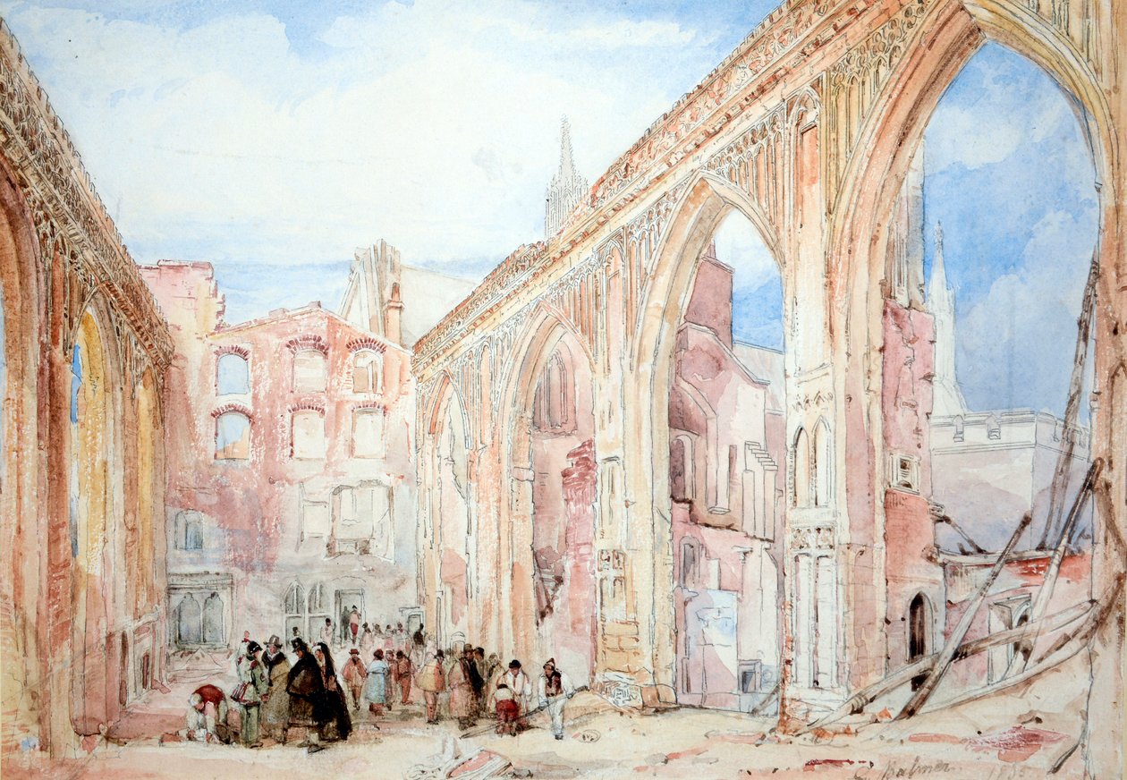 Zbytky Dolní sněmovny po požáru v listopadu 1834 od George Balmer