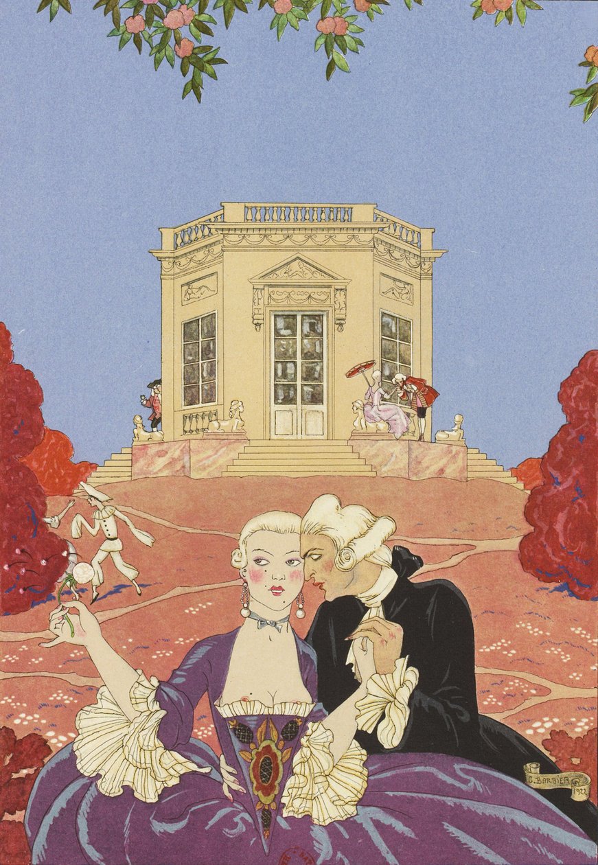 Ilustrace pro Fêtes galantes od Paula Verlaina, 1928. od George Barbier