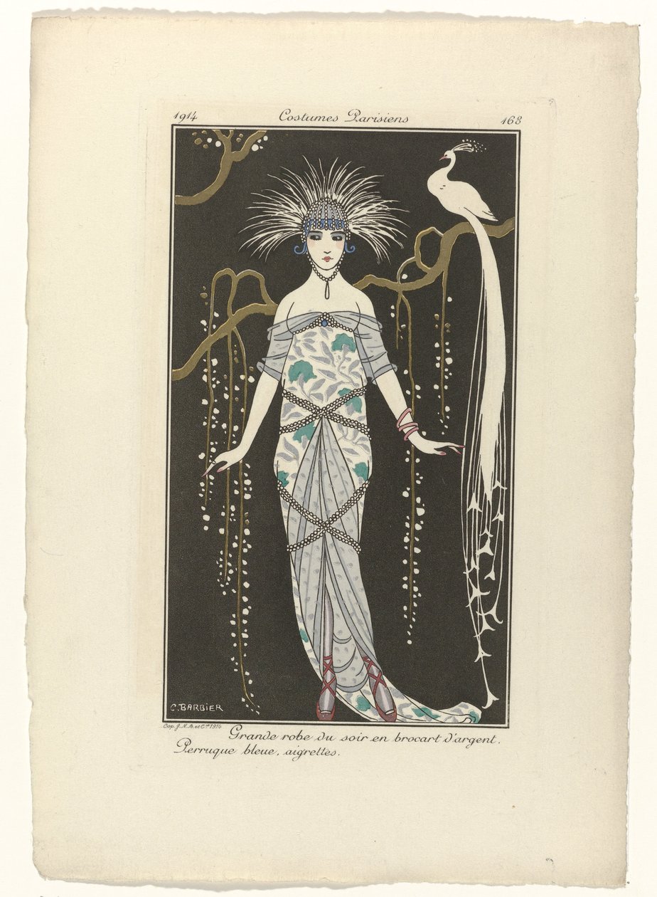 Journal des Dames et des Modes, Costumes Parisiens, 1914, č. 168: Velké večerní šaty (...) od George Barbier
