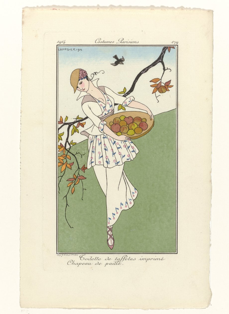 Journal des Dames et des Modes, Costumes Parisiens, 1914, č. 179: Toalety v taftu (...) od George Barbier