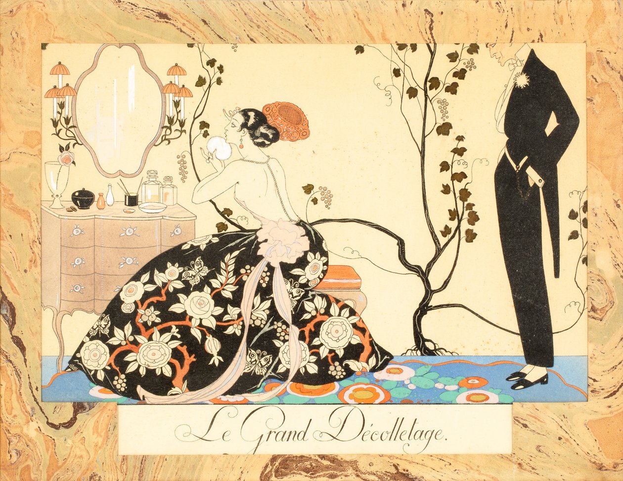 Le Grand Décolletage, z Le Bonheur du Jour nebo, Les Graces à la Mode, 1924. od George Barbier