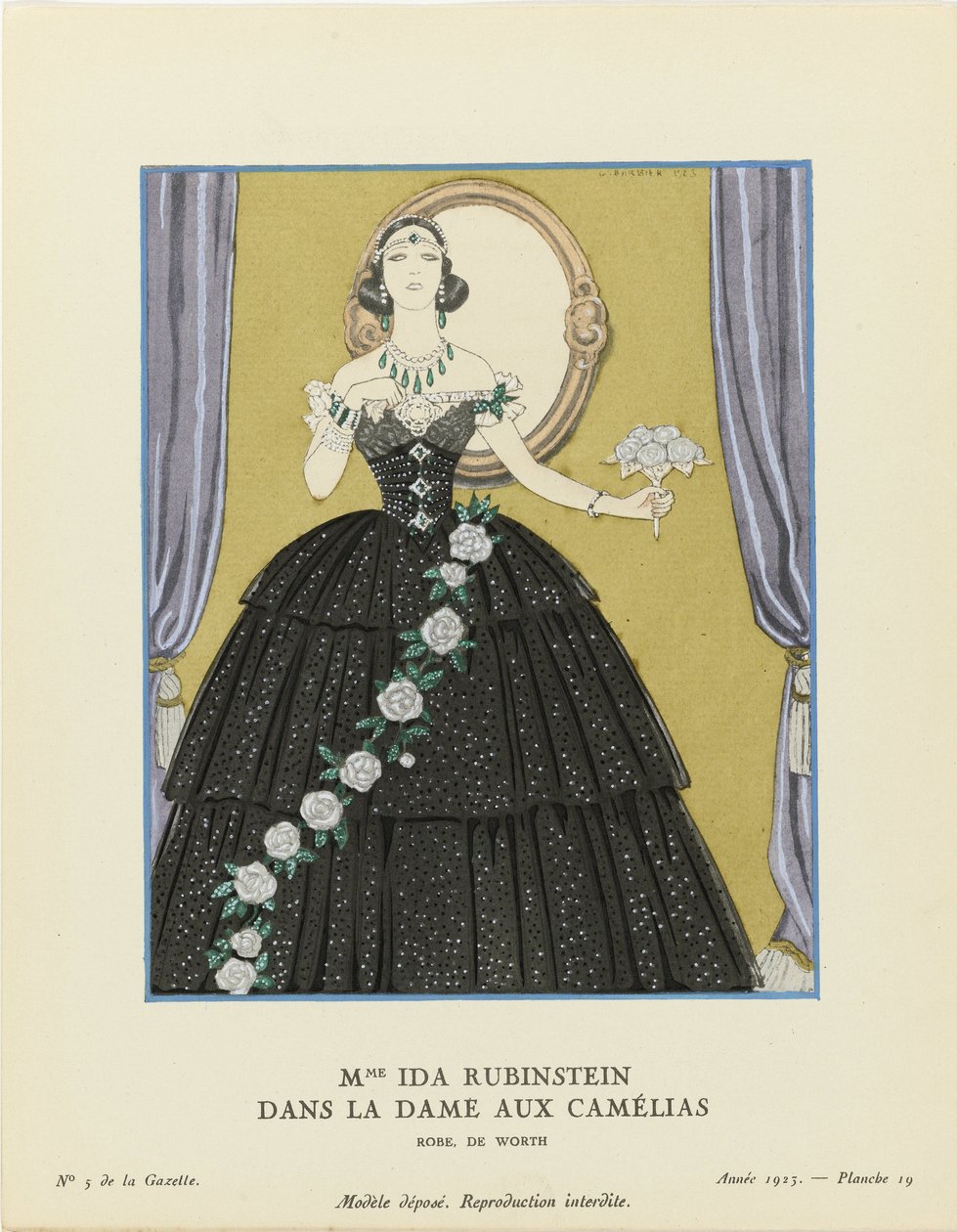 Paní Ida Rubinstein v La Dame aux Camélias, Gazette du Bon Ton, 1923. od George Barbier