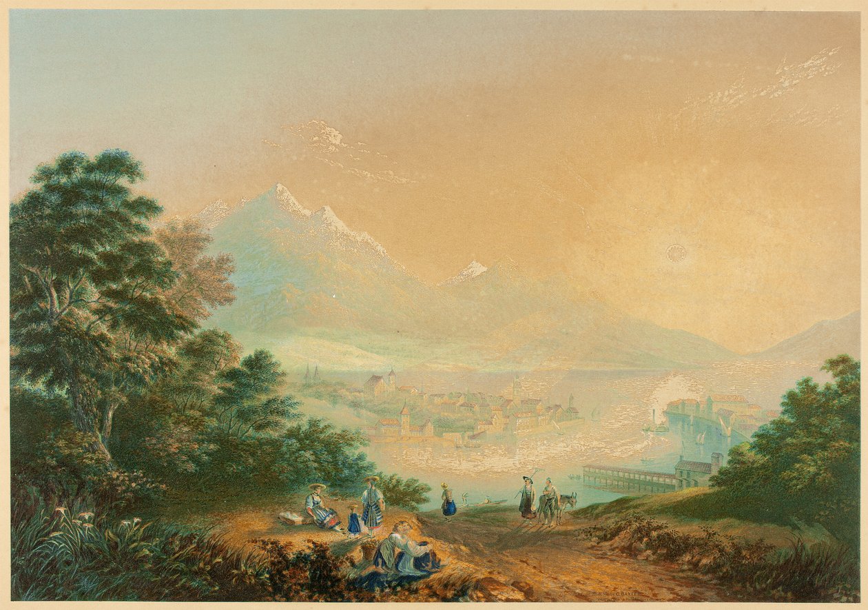 Lucernské jezero, Švýcarsko od George Baxter