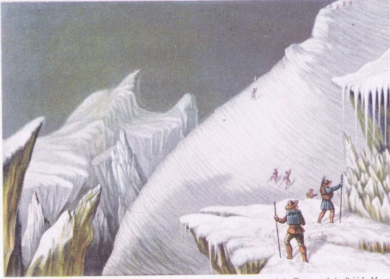 Etapy při výstupu na Mont Blanc, z British Adventure vydané Collinsem, 1947 od George Baxter