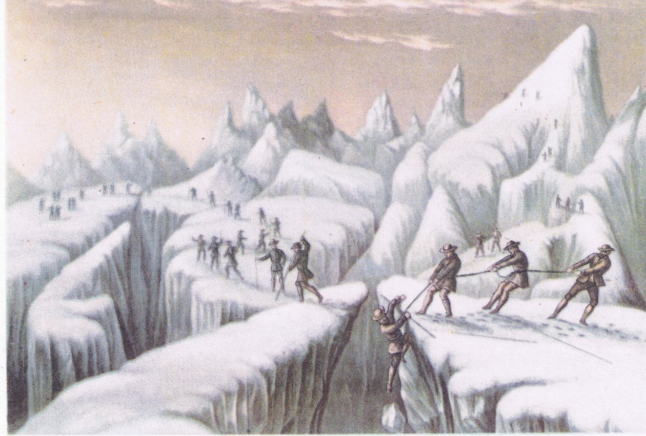 Etapy při výstupu na Mont Blanc, z British Adventure vydané Collinsem, 1947 od George Baxter