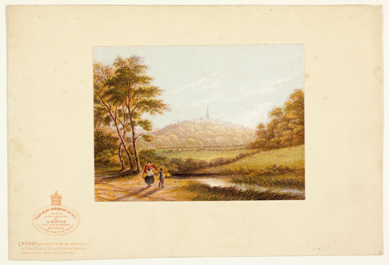 Pohled z Harrow-on-the-Hill od George Baxter