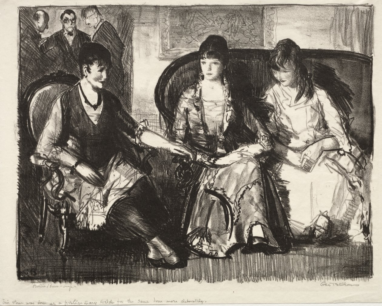 Elsie, Emma a Marjorie, První kámen od George Bellows