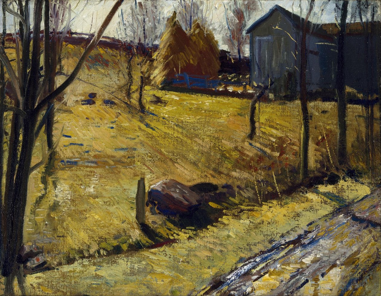 Kupky sena a stodola od George Bellows