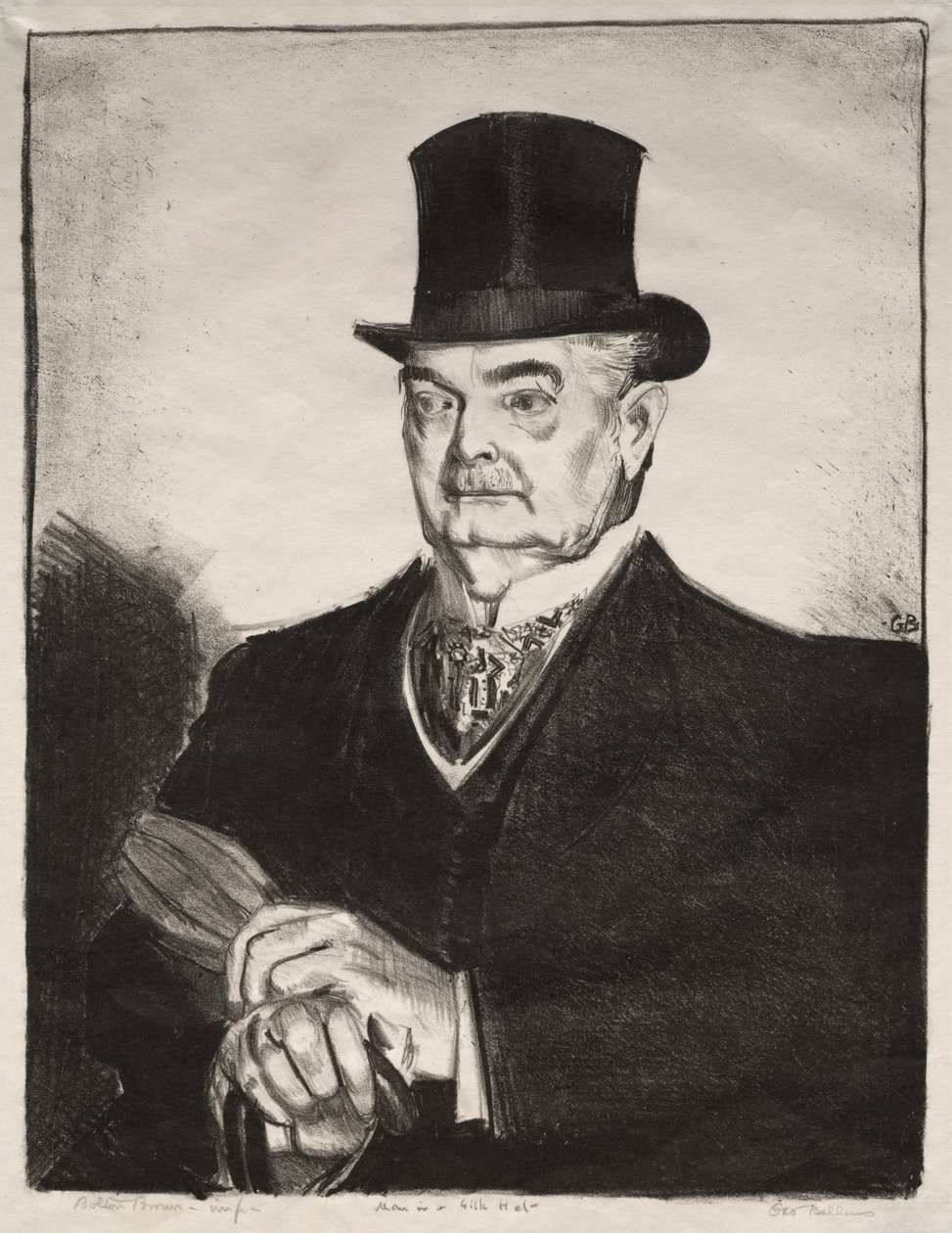 Muž v hedvábném klobouku od George Bellows