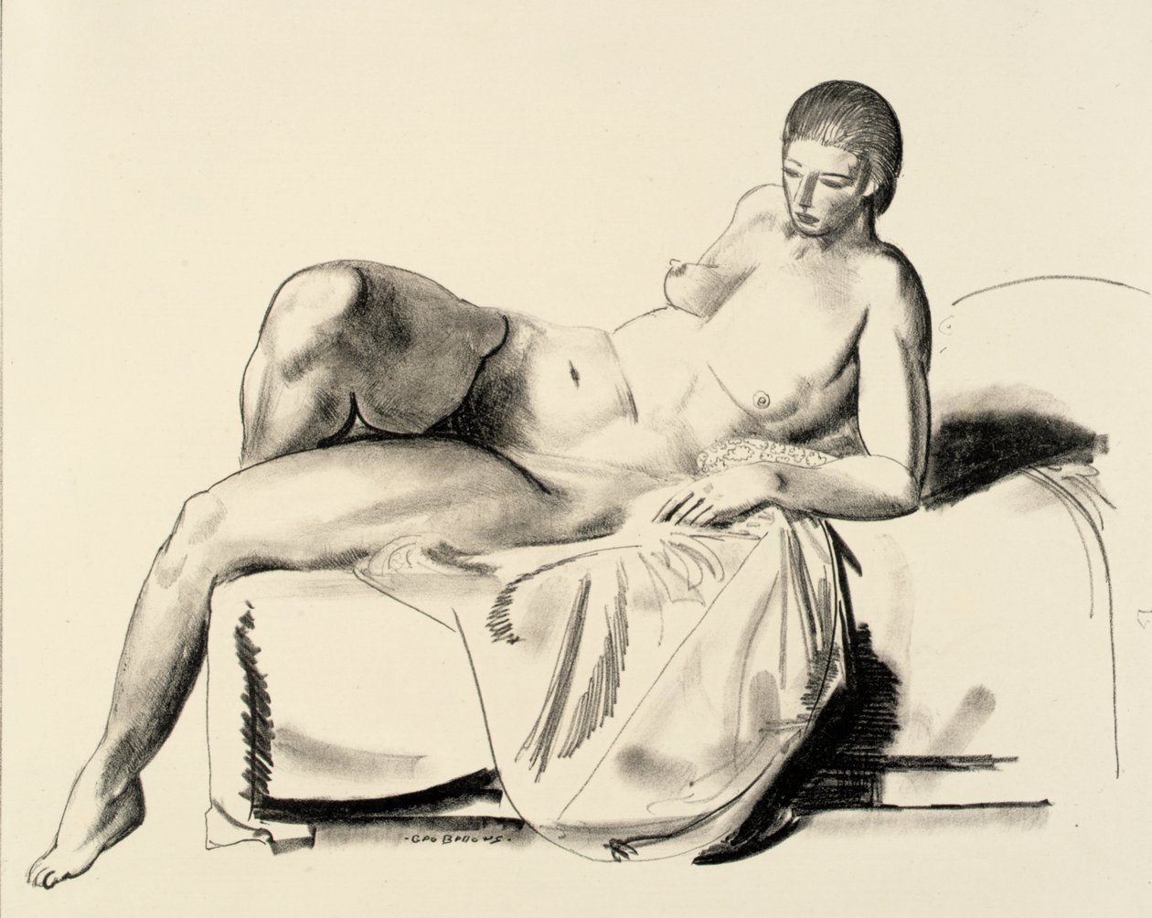 Studie aktu, klasická žena na pohovce od George Bellows