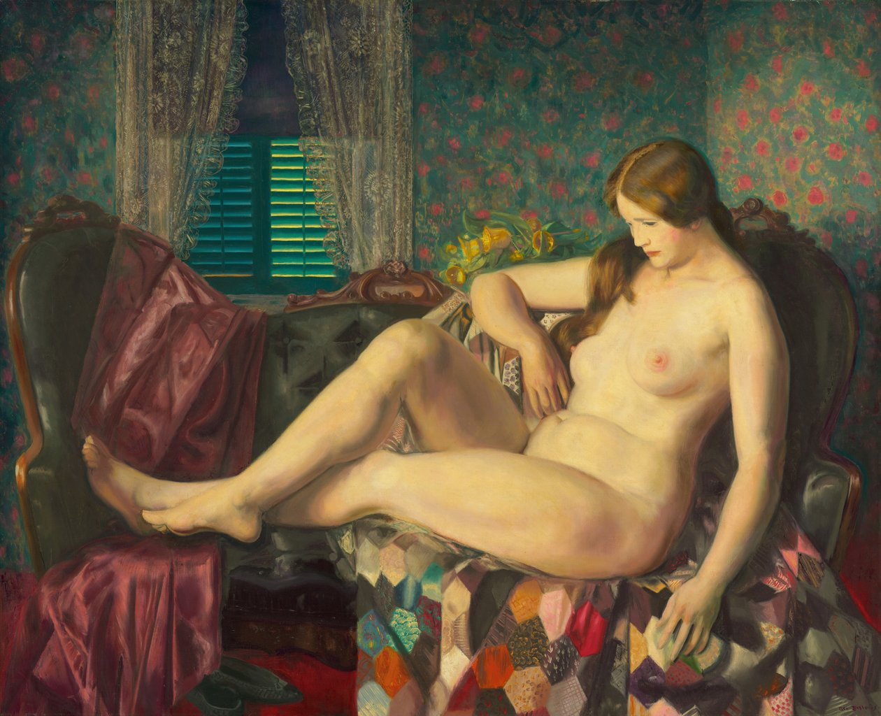 Akt s šestiúhelníkovou přikrývkou od George Bellows
