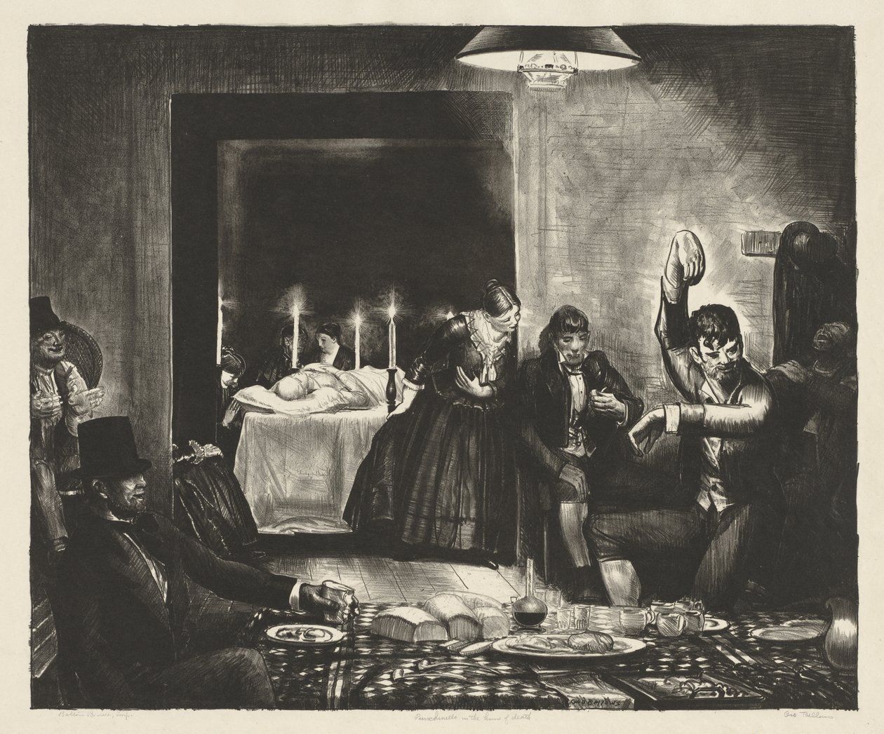 Punchinello v domě smrti od George Bellows