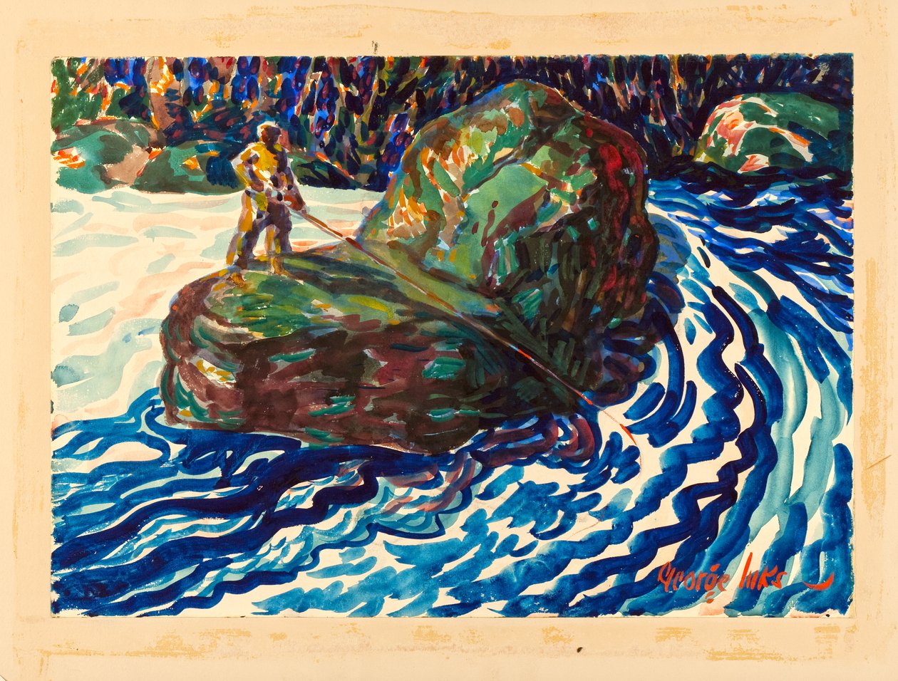 Průvodce rybaření (akvarel na papíře) od George Benjamin Luks