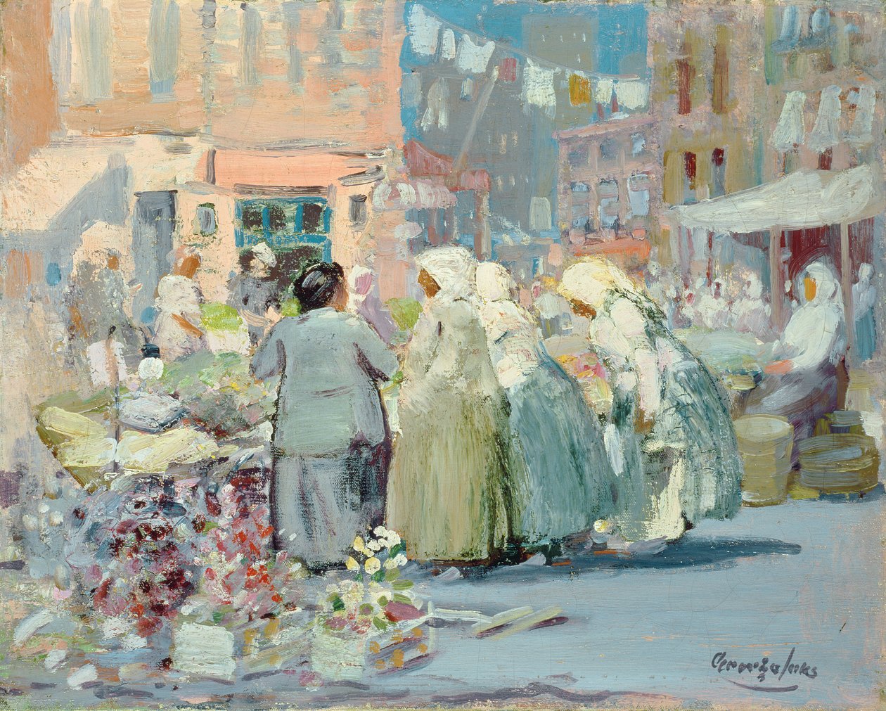 Jarní ráno, Houston a Division Streets, New York od George Benjamin Luks