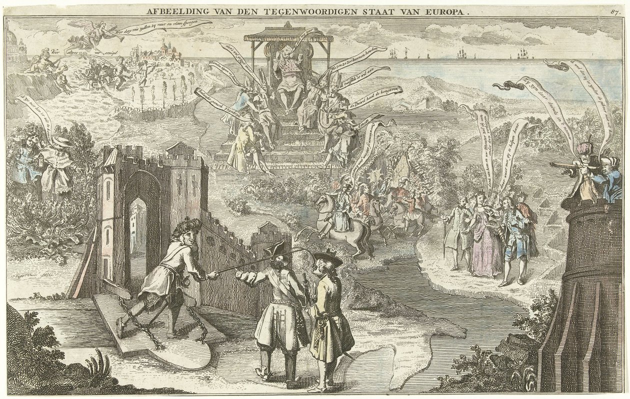 Současný stav Evropy, 1742 Obrázek současného stavu Evropy (název na objektu) od George Bickham (II)