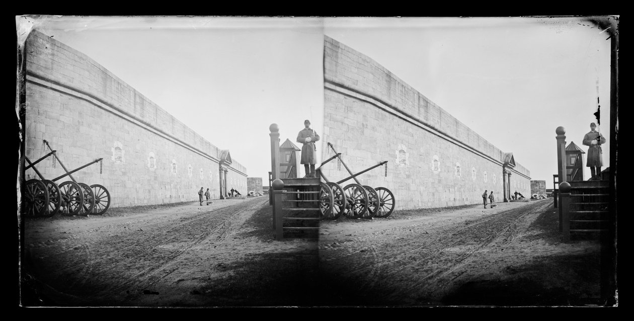 Sentry, Fort Hamilton, Brooklyn, kolem 1872-87 (mokrý kolodiový negativní) od George Bradford Brainerd