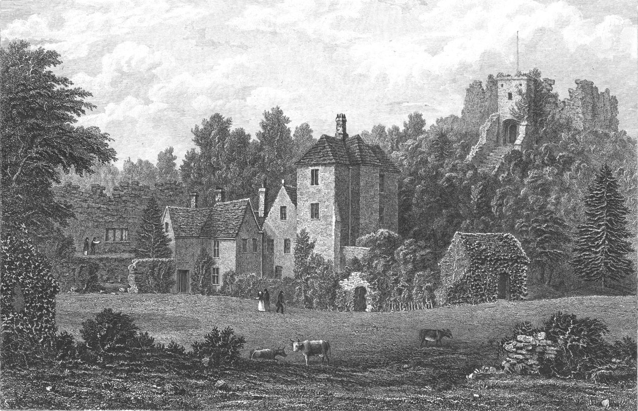 Hrad Carisbrooke, Newport, Isle of Wight, počátek 19. století od George Brannon