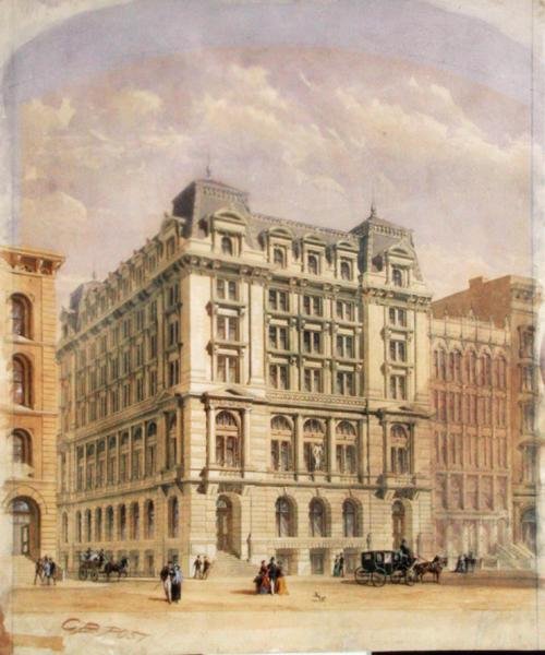 Soutěžní výkres pro budovu Equitable Assurance Building od George Browne Post