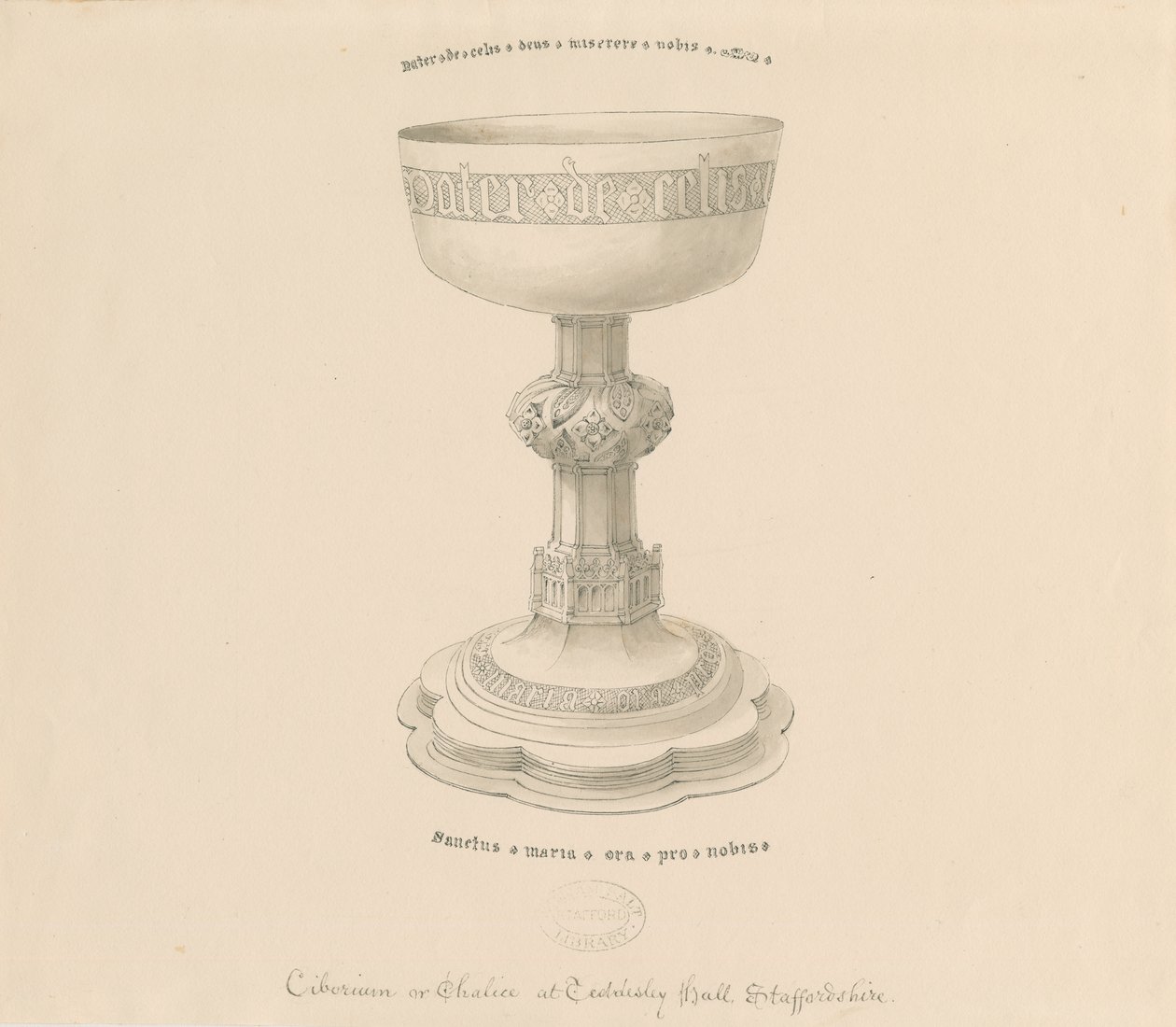 Teddesley Park - Chalice: kresba perem, nd [?19. století] (kresba) od George Buckler
