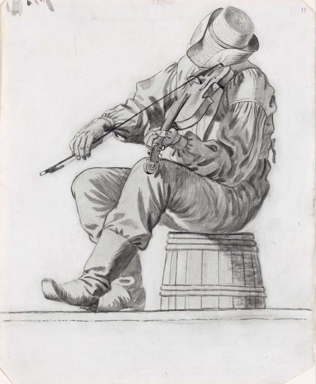 Skřipec (studie k Veselým člobrdům) (recto) od George Caleb Bingham
