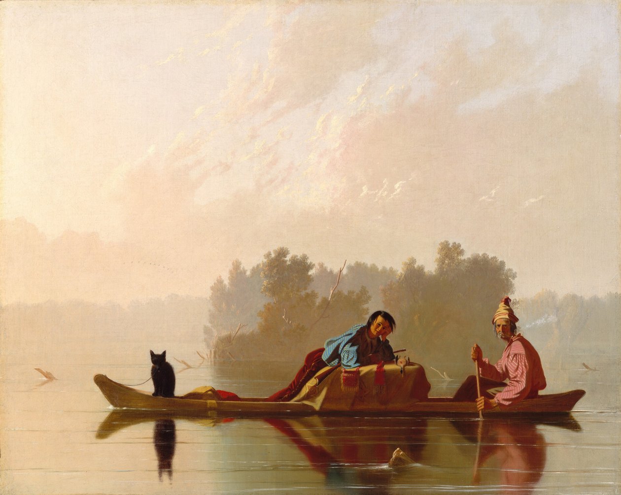 Obchodníci s kožešinami sestupují z Missouri od George Caleb Bingham