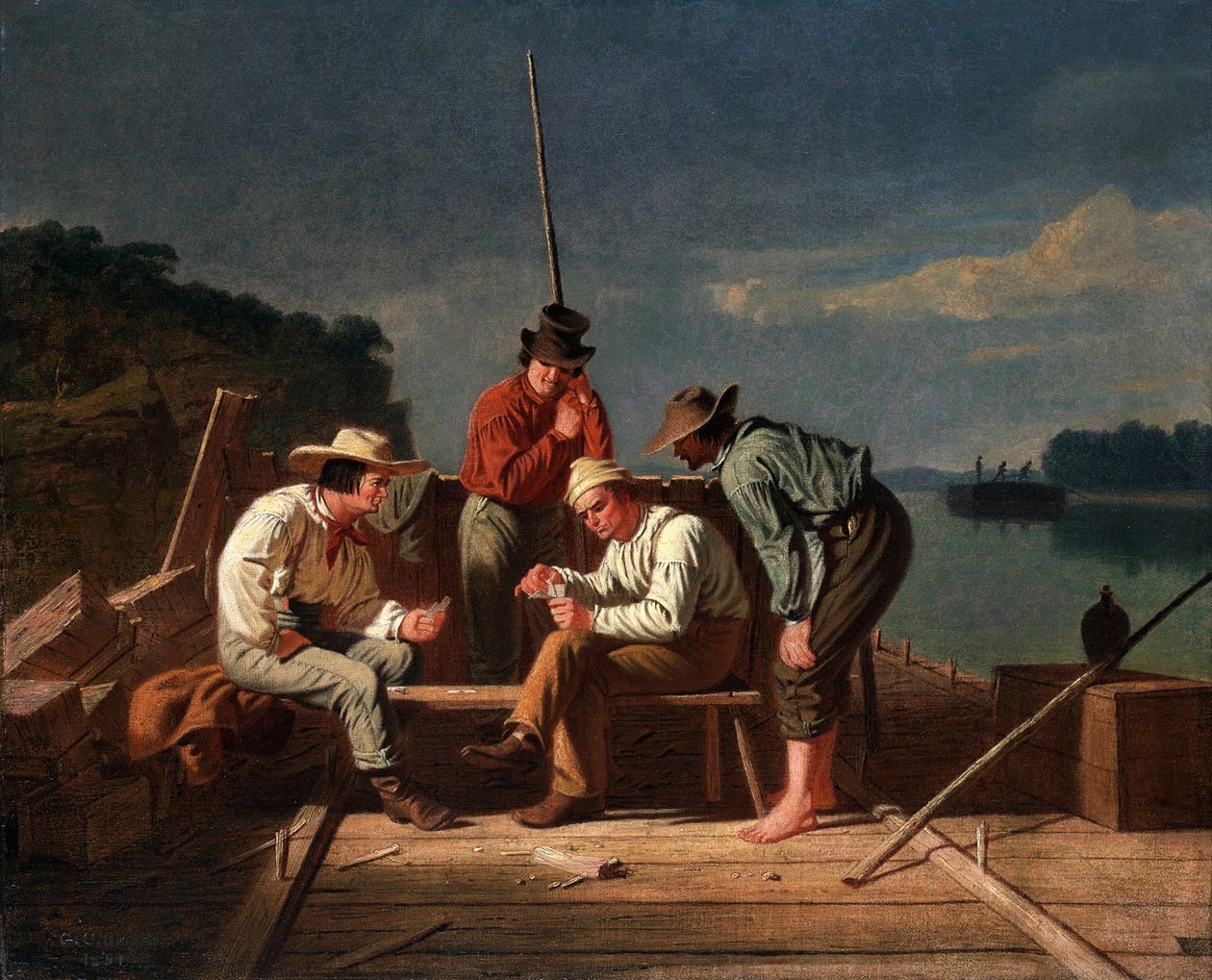 V nesnázích aneb Mississippští voraři v kartách od George Caleb Bingham