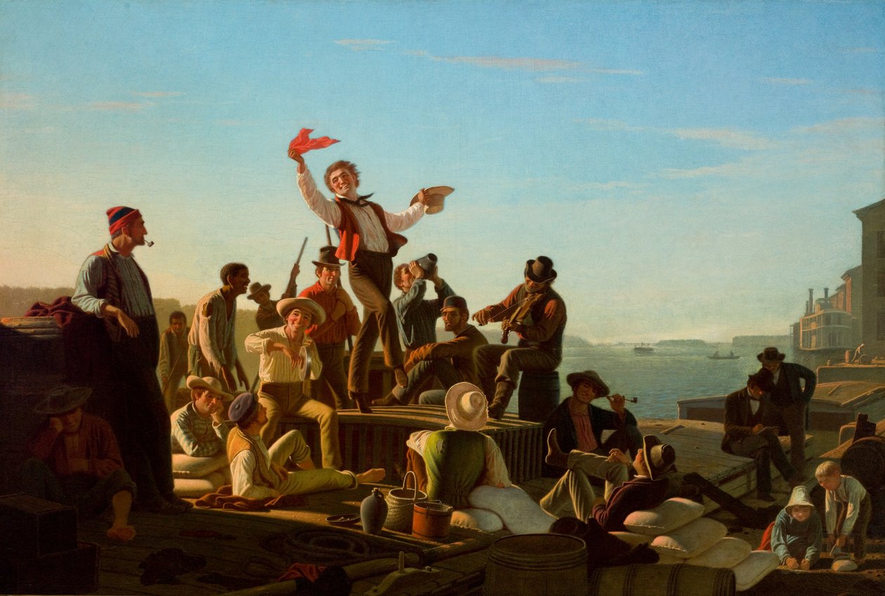 Veselí člunáři v přístavu od George Caleb Bingham