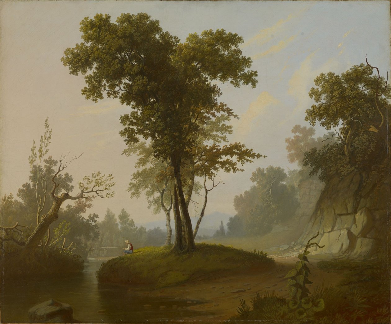 Krajina s rybářem od George Caleb Bingham