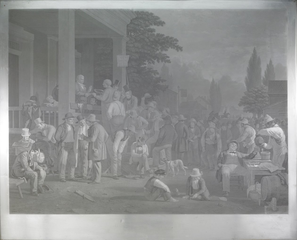 Ocelová deska pro „krajské volby“ od George Caleb Bingham