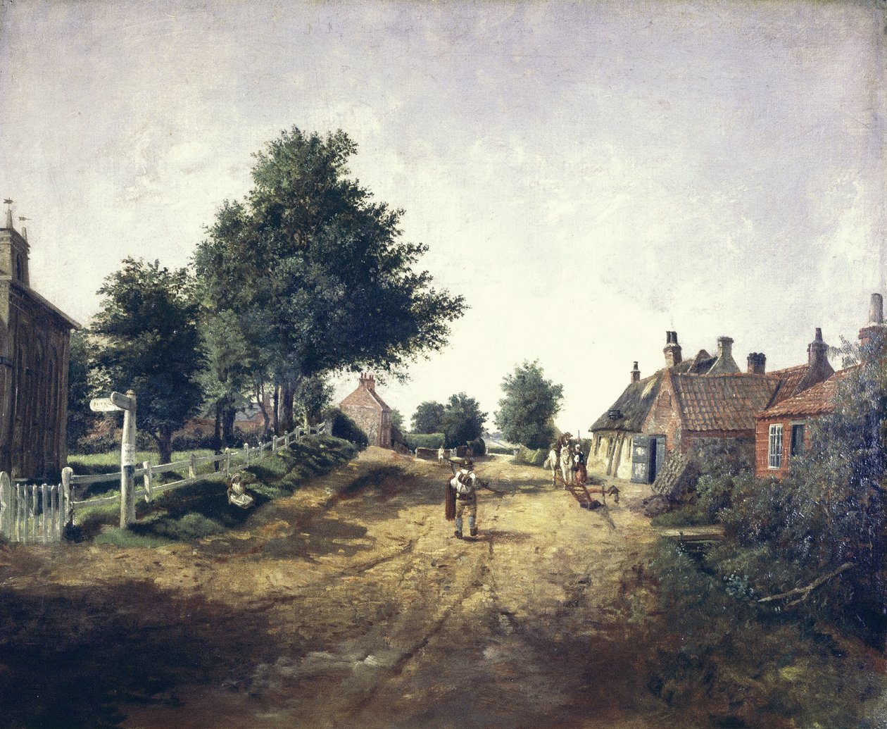 Vesnice Hollym, Holderness, asi 1885 (olej na plátně) od George Cammidge