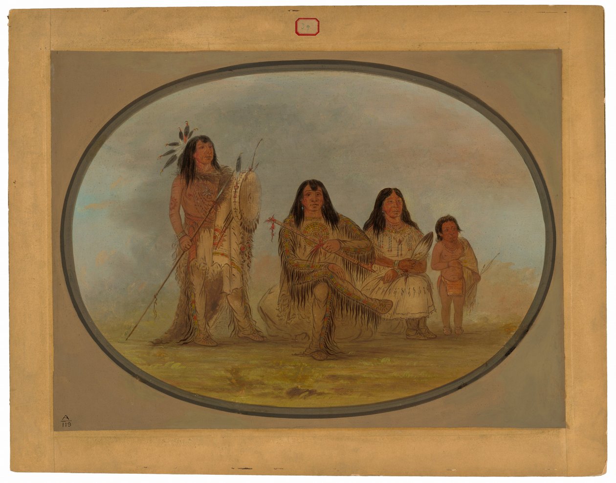 Černonohý náčelník, jeho žena a medicinman od George Catlin