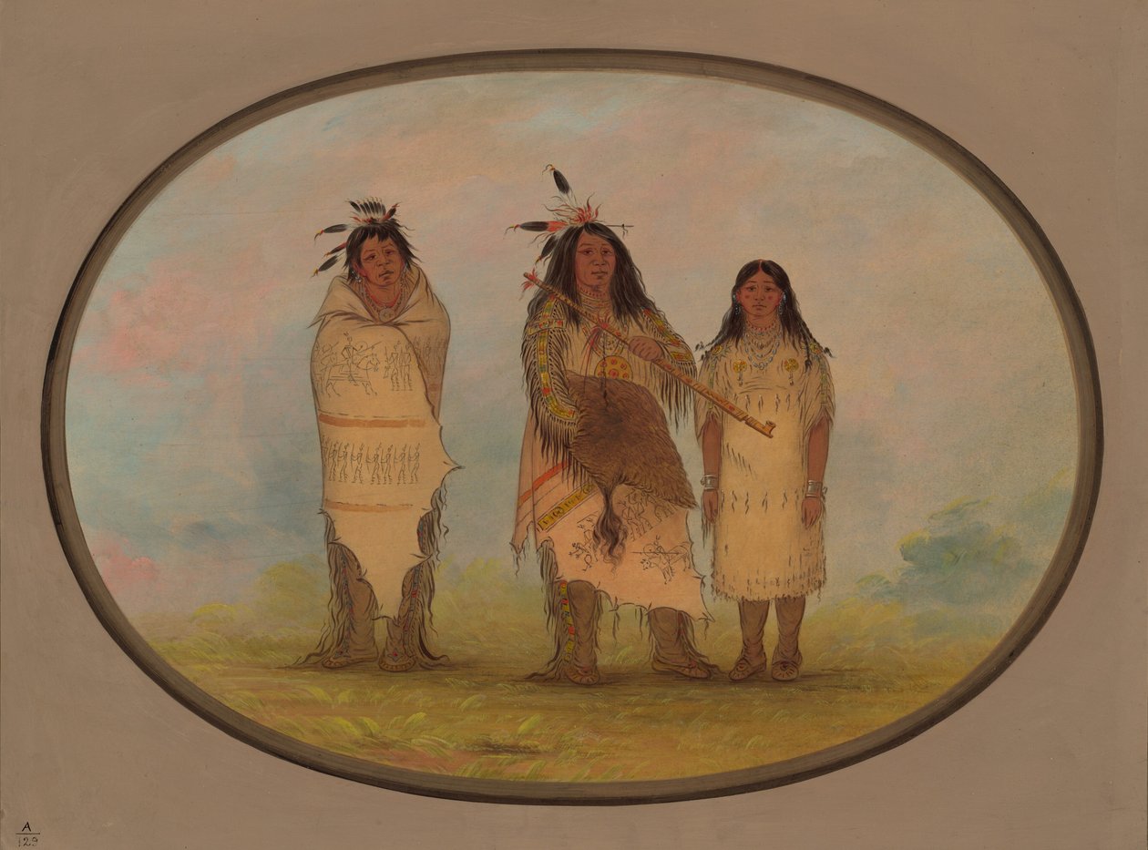 Náčelník Cheyenne, jeho žena a lékař, 18611869. od George Catlin