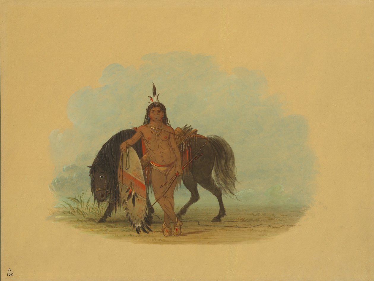 Šajenský válečník odpočívá na svém koni, 18611869. od George Catlin