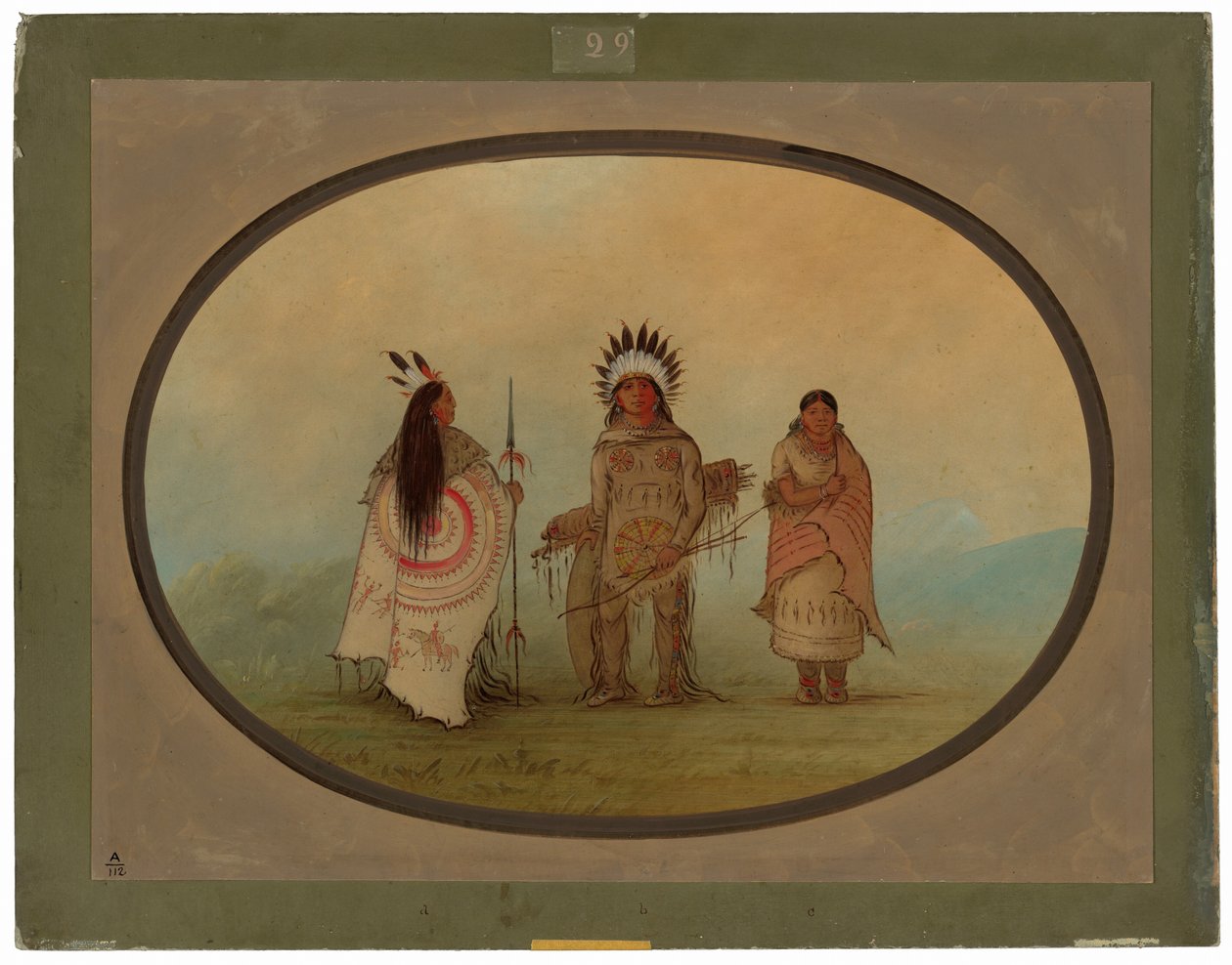 Vraní náčelník, válečník a jeho žena od George Catlin