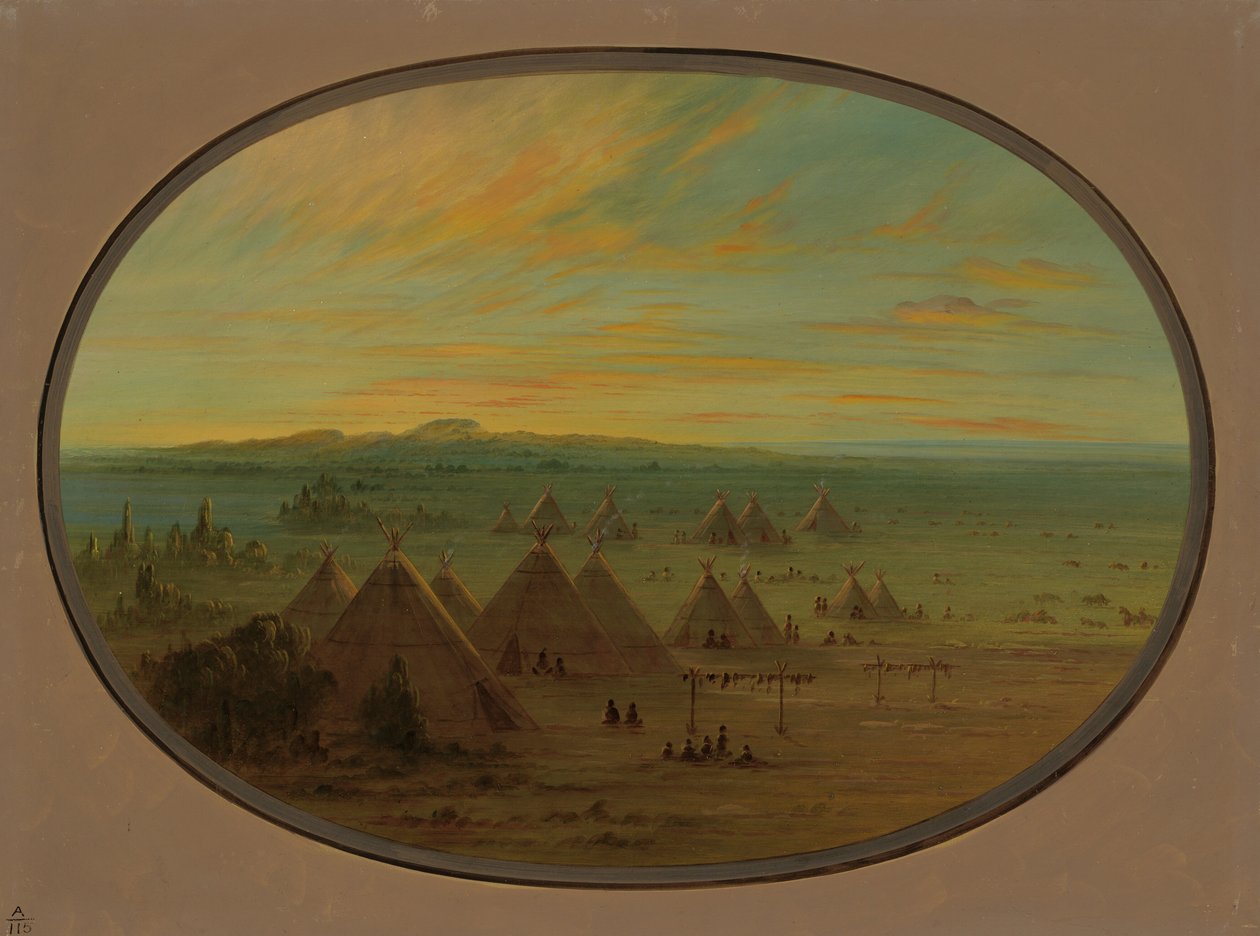 Vraní vesnice na řece Salmon River, 18551869. od George Catlin