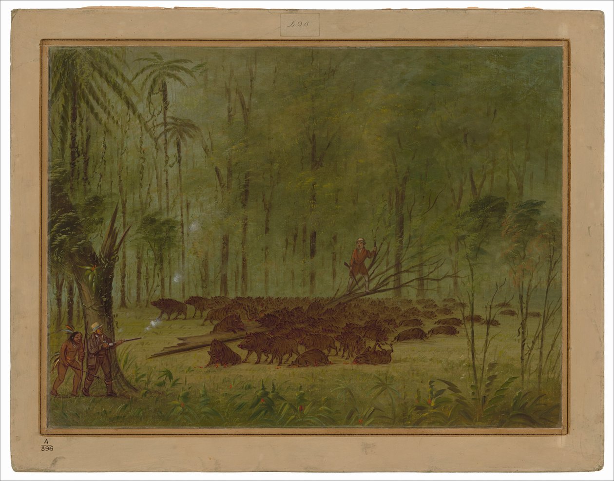 Boj s peccaries - Caribbe od George Catlin