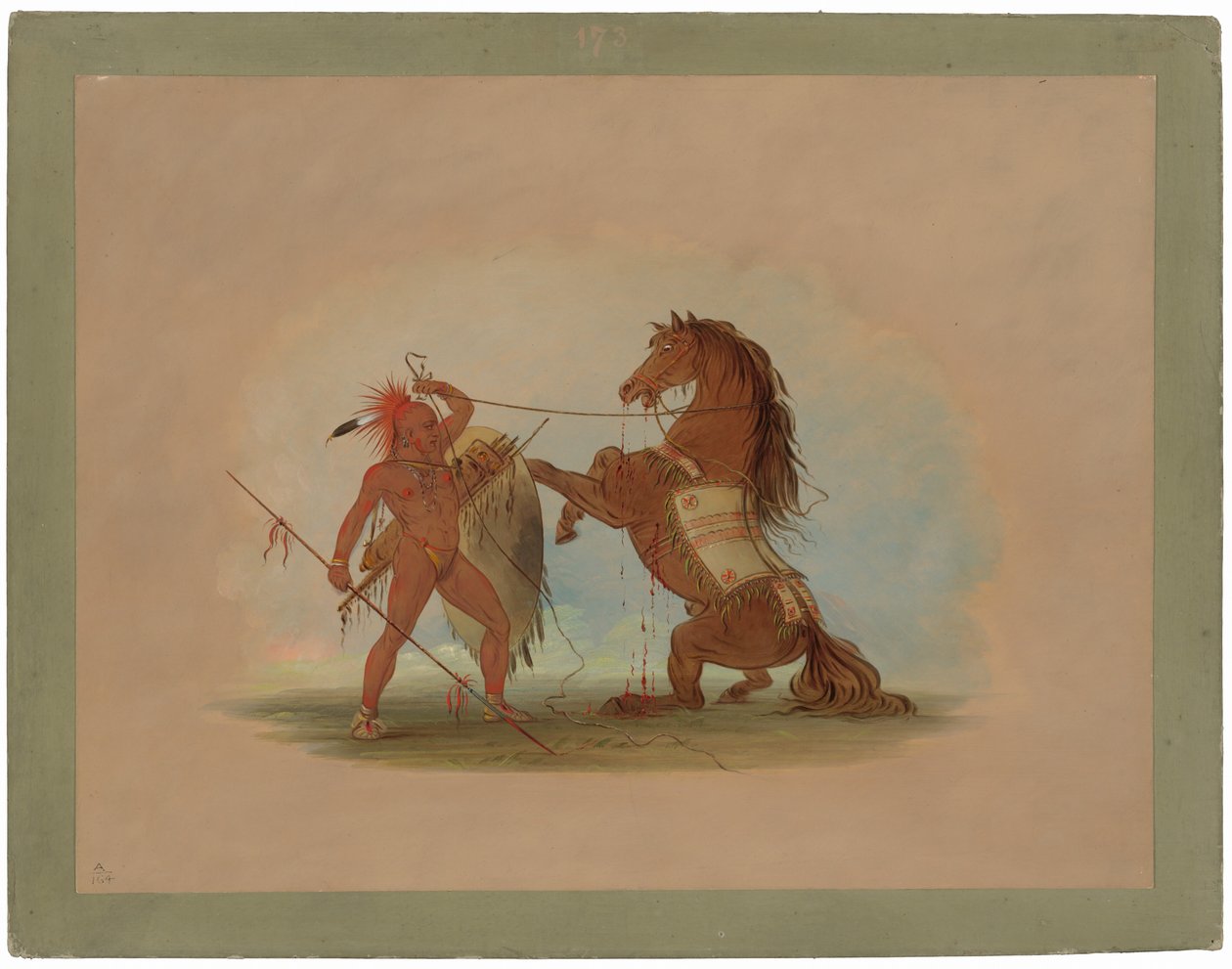 Pawnee Warrior obětující svého oblíbeného koně od George Catlin