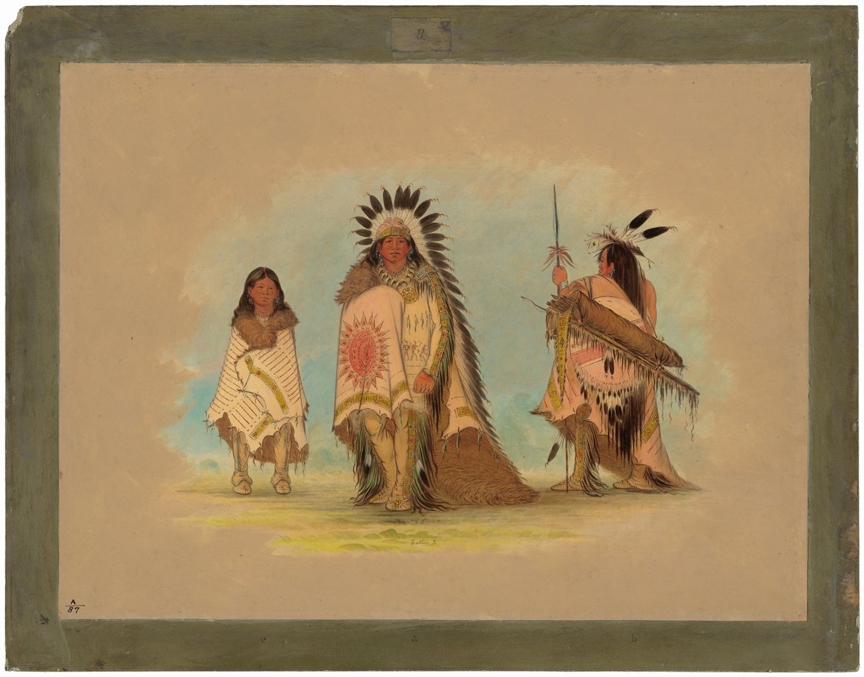 Náčelník Siouxů, jeho dcera a válečník od George Catlin
