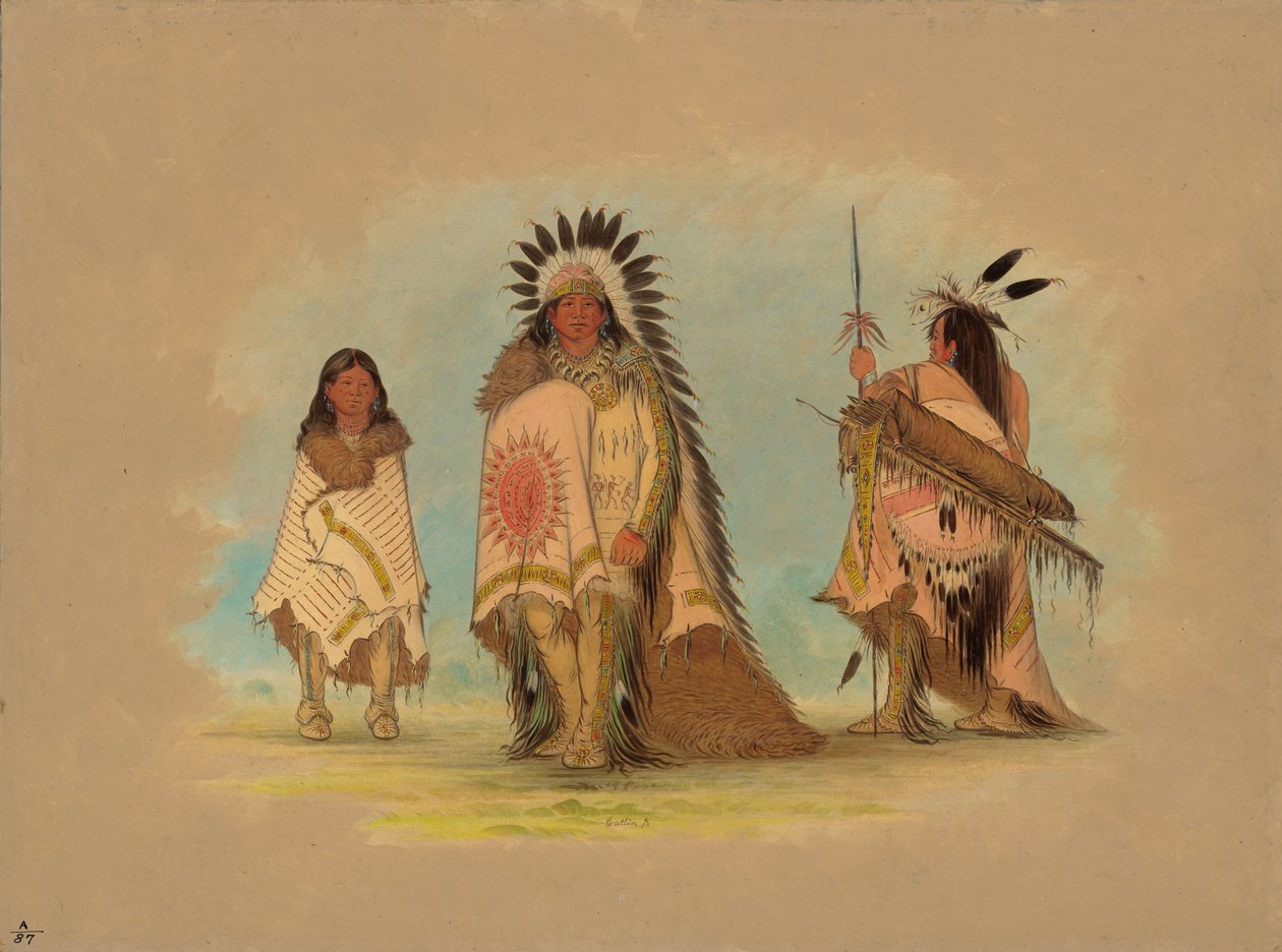 Náčelník Siouxů, jeho dcera a válečník, 18611869. od George Catlin